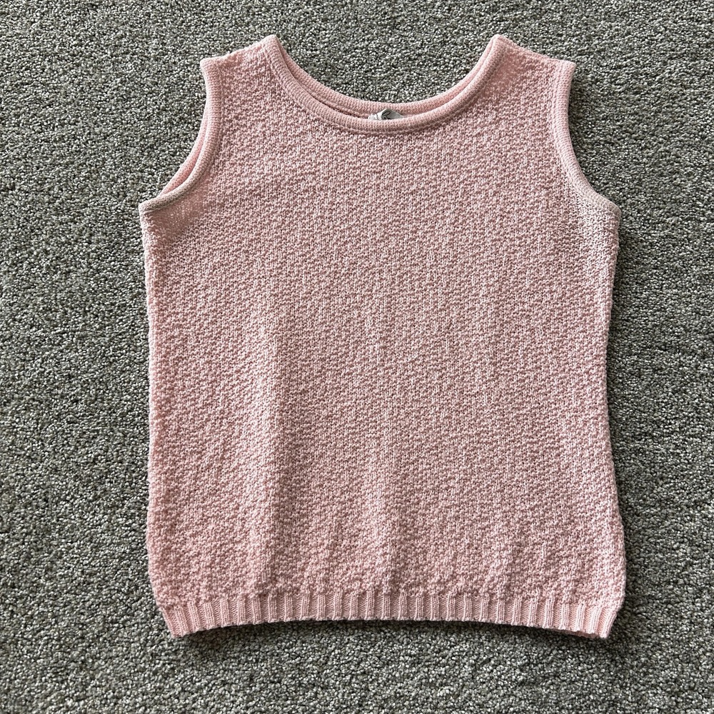 Vintage Penney's Sweater Vest Womens Medium Pink Knit Pullover Crew Neck